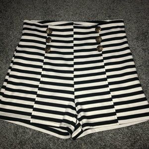 Striped high waisted shorts